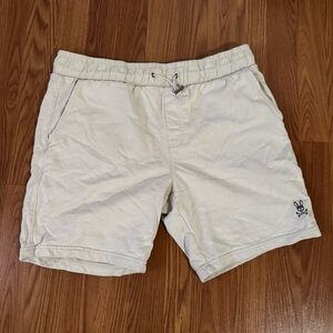 Psycho Bunny Men’s Cream Shorts Size L Sporty Casual Quiet Luxury Designer
